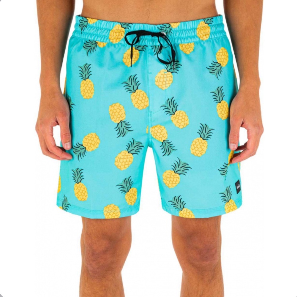 Hurley Blue Pineapple Print Swim Trunks windsea 2 volley 17” mens shorts